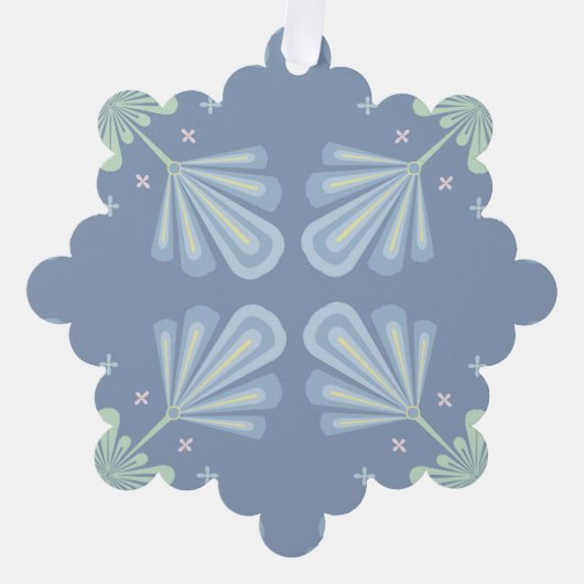 Pastelblauwe bloem abstract herhaling ornament kaart (Voorkant)