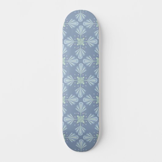 Pastelblauwe bloem abstract herhaling persoonlijk skateboard (Voorkant)