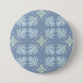 Pastelblauwe bloem abstract herhaling ronde button 7,6 cm (Voorkant)