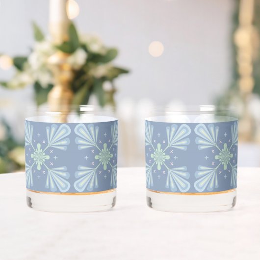 Pastelblauwe bloem abstract herhaling whisky glas (Insitu (Huwelijk))