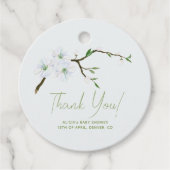 Pastelblauwe bloem jongens babyshower dank je bedankjes labels (Voorkant)