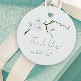 Pastelblauwe bloem jongens babyshower dank je bedankjes labels