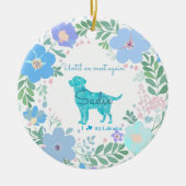 Pastelblauwe bloem Labrador Retriever aangepaste f Keramisch Ornament (Voorkant)
