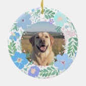Pastelblauwe bloem Labrador Retriever aangepaste f Keramisch Ornament (Achterkant)