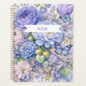 Pastelblauwe bloem vlinder planner (Voorkant)