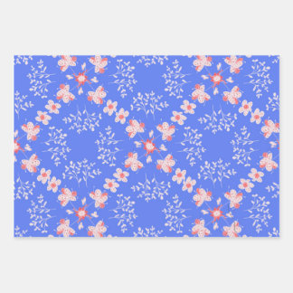 Pastelblauwe bloemen inpakpapier vel