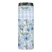 PASTELBLAUWE BLOEMEN MET PLAID PATRONEN THERMOSBEKER (Achterkant)