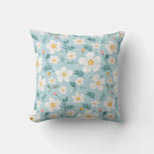 Pastelblauwe bloemenkussen kussen