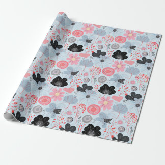 Pastelblauwe Botanische Harmonie Wrapper Cadeaupapier