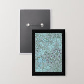 Pastelblauwe decoratieve bloemen button (Voorkant / Achterkant)