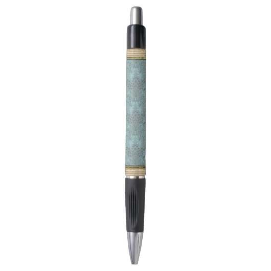 Pastelblauwe decoratieve bloemen pen (Voorkant Verticaal)