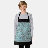 Pastelblauwe decoratieve bloemen schort (Gedragen)