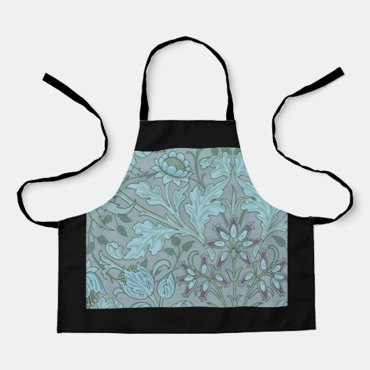 Pastelblauwe decoratieve bloemen schort (Voorkant)
