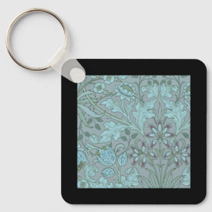 Pastelblauwe decoratieve bloemen sleutelhanger