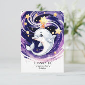 Pastelblauwe Dolfijn Verjaardag Oceaan Bedankkaart (Staand voorkant)