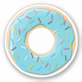Pastelblauwe donut met snoepspikkels sticker