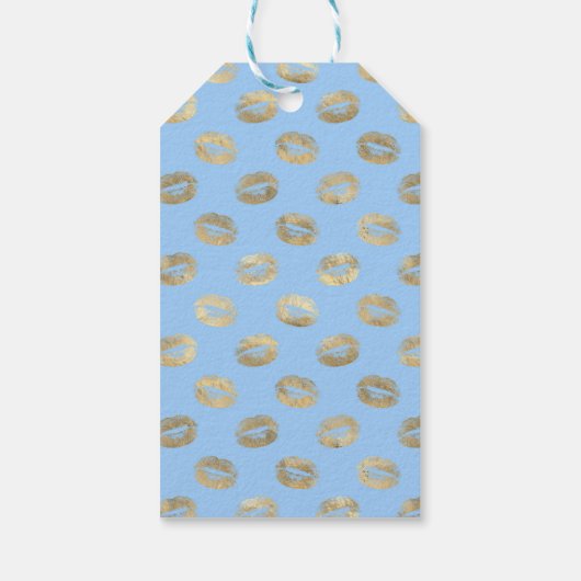 Pastelblauwe en gouden bloemige bruiloft cadeaulabel (Achterkant)