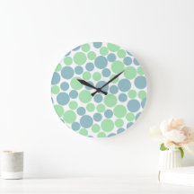 Pastelblauwe en mintgroene stippen klok