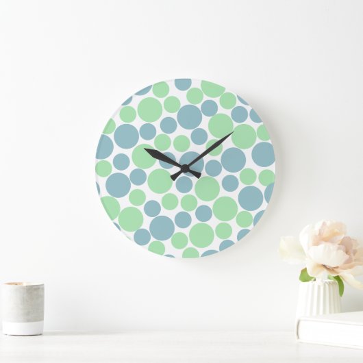 Pastelblauwe en mintgroene stippen klok (Huis)