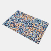 Pastelblauwe en perzikbladeren deurmat (Schuin)