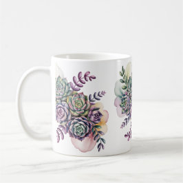 Pastelblauwe en roze succulenten koffiemok