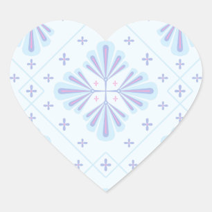 Pastelblauwe geometrische bloem herhaalpatroon hart sticker