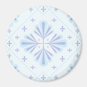 Pastelblauwe geometrische bloem herhaalpatroon magneet