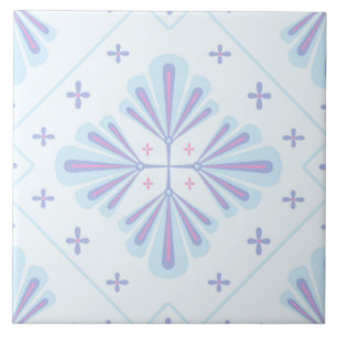 Pastelblauwe geometrische bloem herhaalpatroon  tegeltje