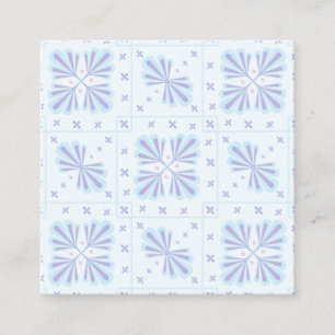 Pastelblauwe geometrische bloem herhalingspatroon kortingskaartje