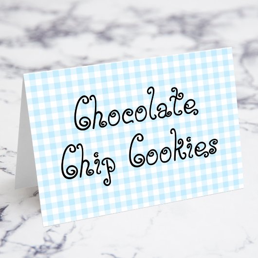 Pastelblauwe Gingham Eetkaartjes Kaart