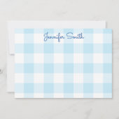 Pastelblauwe grote ginghamruit notitiekaartje (Voorkant)