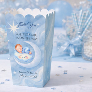 Pastelblauwe Hemelmaan Sterren Baby Shower Favor Bedankdoosjes