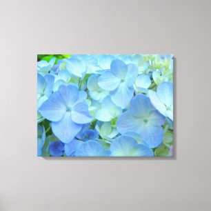 Pastelblauwe Hortensia Bloemen kunstprints Bloemst Canvas Afdruk