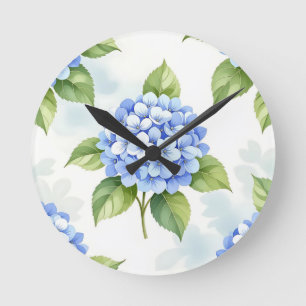 Pastelblauwe Hortensia Boeket Patroon Ronde Klok