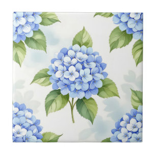 Pastelblauwe Hortensia Boeket Patroon Tegeltje