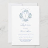 pastelblauwe hortensia krans Doop Kaart (Voorkant)