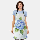 Pastelblauwe Hydrangea Boeket Patroon Schort (Gedragen)
