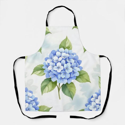 Pastelblauwe Hydrangea Boeket Patroon Schort (Voorkant)