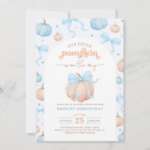 Pastelblauwe Kleine Pompoen Jongen Baby Shower Kaart