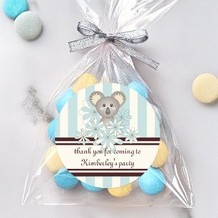 Pastelblauwe Koala Baby Shower voor Jongen / Kinde Ronde Sticker