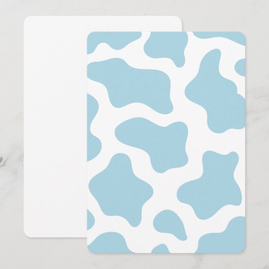 pastelblauwe koe print kawaii kaart (Voorkant / Achterkant)