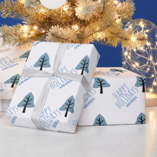 Pastelblauwe Koekboom Bel Merry Christmas Cadeaupapier