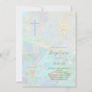 pastelblauwe kristal ontwerp Doop Kaart