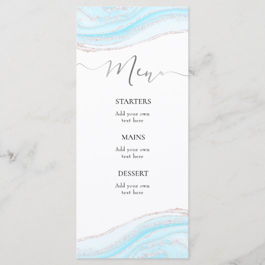 pastelblauwe marmeren Menu (Voorkant)