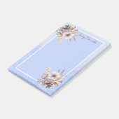 Pastelblauwe Mooie Bloemige Aangepaste Post-it Not Post-it® Notes (Schuin)