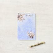 Pastelblauwe Mooie Bloemige Aangepaste Post-it Not Post-it® Notes (Op bureau)