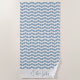 Pastelblauwe naam zig zag streep geometrisch strandlaken