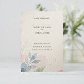 Pastelblauwe Perzik Botanische 'Save the Date'-kaa Save The Date (Staand voorkant)