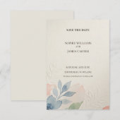 Pastelblauwe Perzik Botanische 'Save the Date'-kaa Save The Date (Voorkant / Achterkant)
