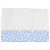  pastelblauwe polka gestippelde streep op wit groot cadeauzakje (Achterkant)